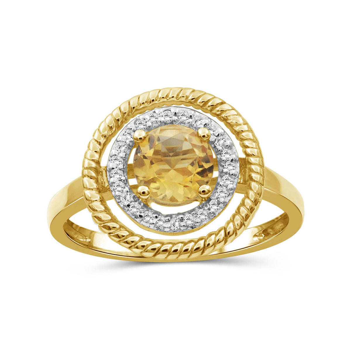3/4 ct. T.G.W. Citrine Ring with Diamond Accent in 14K Gold over Silver