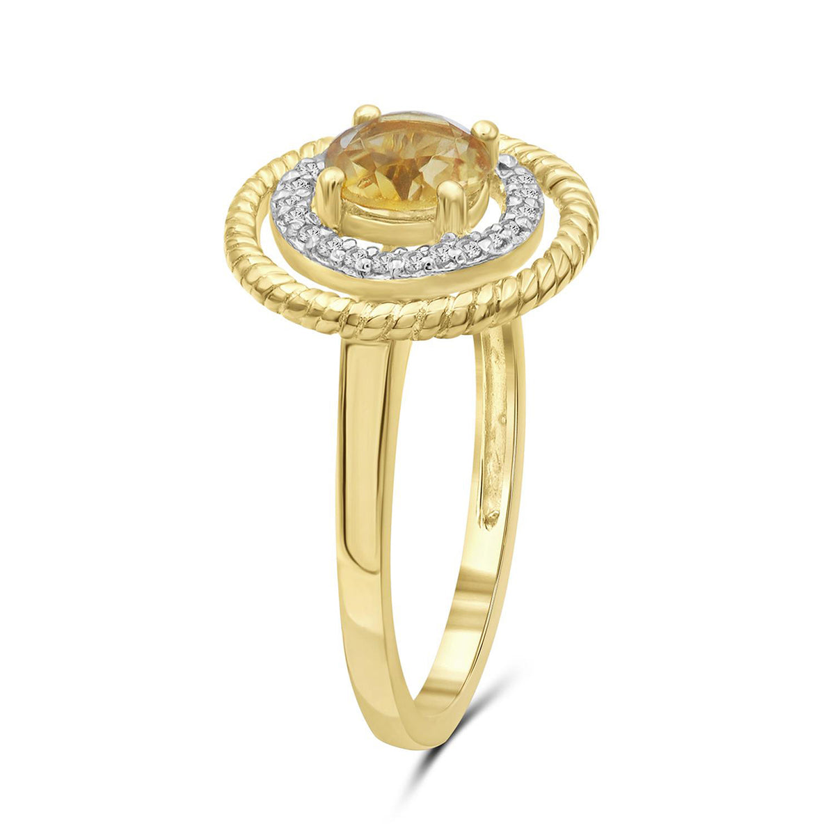 3/4 ct. T.G.W. Citrine Ring with Diamond Accent in 14K Gold over Silver