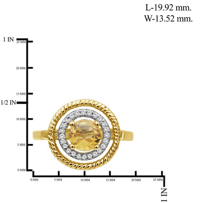 3/4 ct. T.G.W. Citrine Ring with Diamond Accent in 14K Gold over Silver