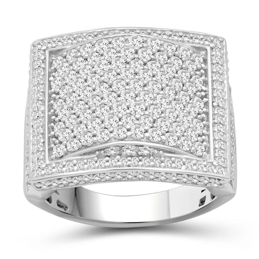 2 1/2 ct. T.W. White Diamond Square Halo Ring in Sterling Silver