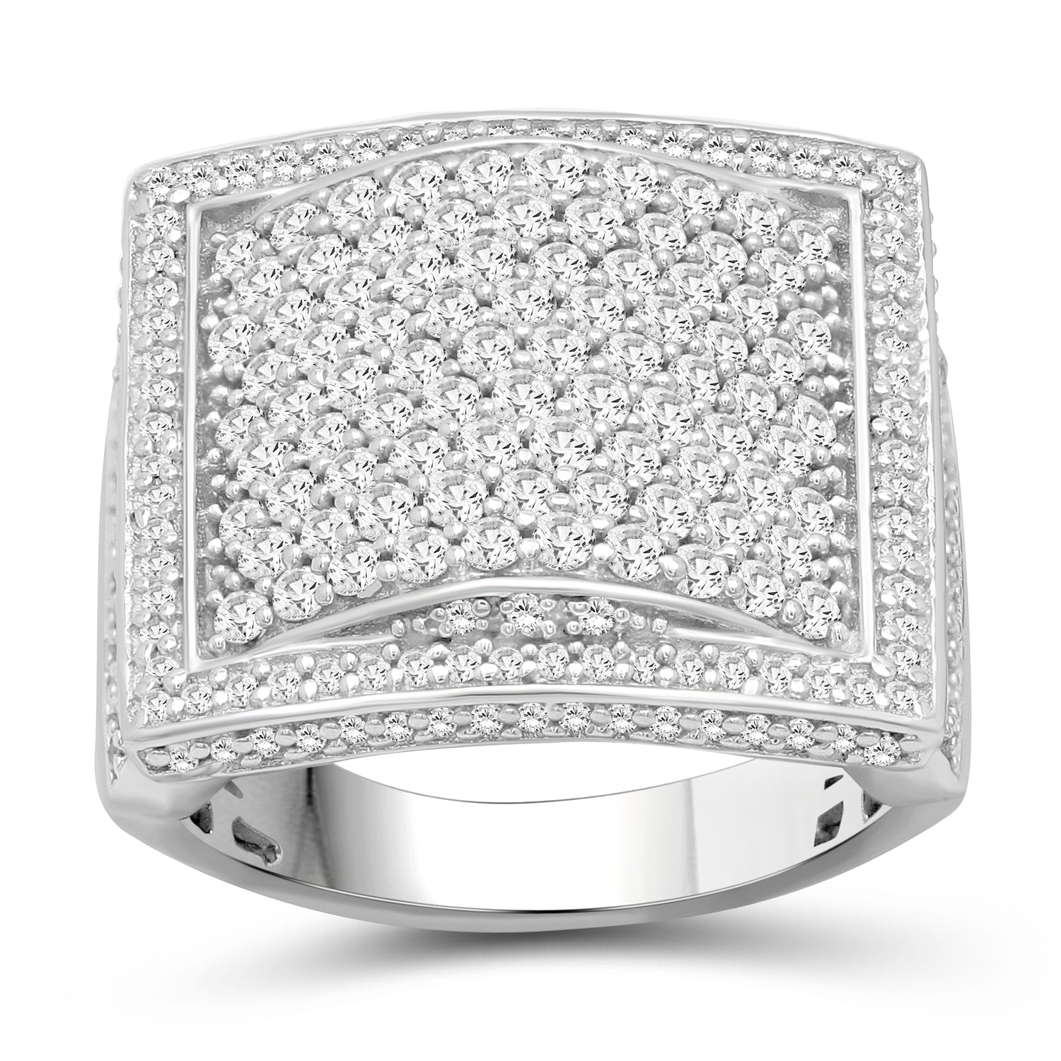 White Diamond 2.50 Carat Ring with Sterling Silver for Women & Girls | Square Halo Promise Ring with Round Cut Diamonds