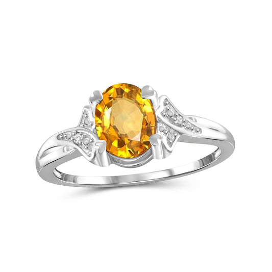 1.10 ct. T.G.W. Citrine Ring with Diamond Accent in Sterling Silver