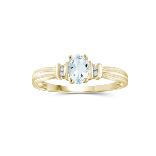 1/2 ct. T.G.W. Aquamarine Ring with Diamond Accent in 14K Gold over Silver