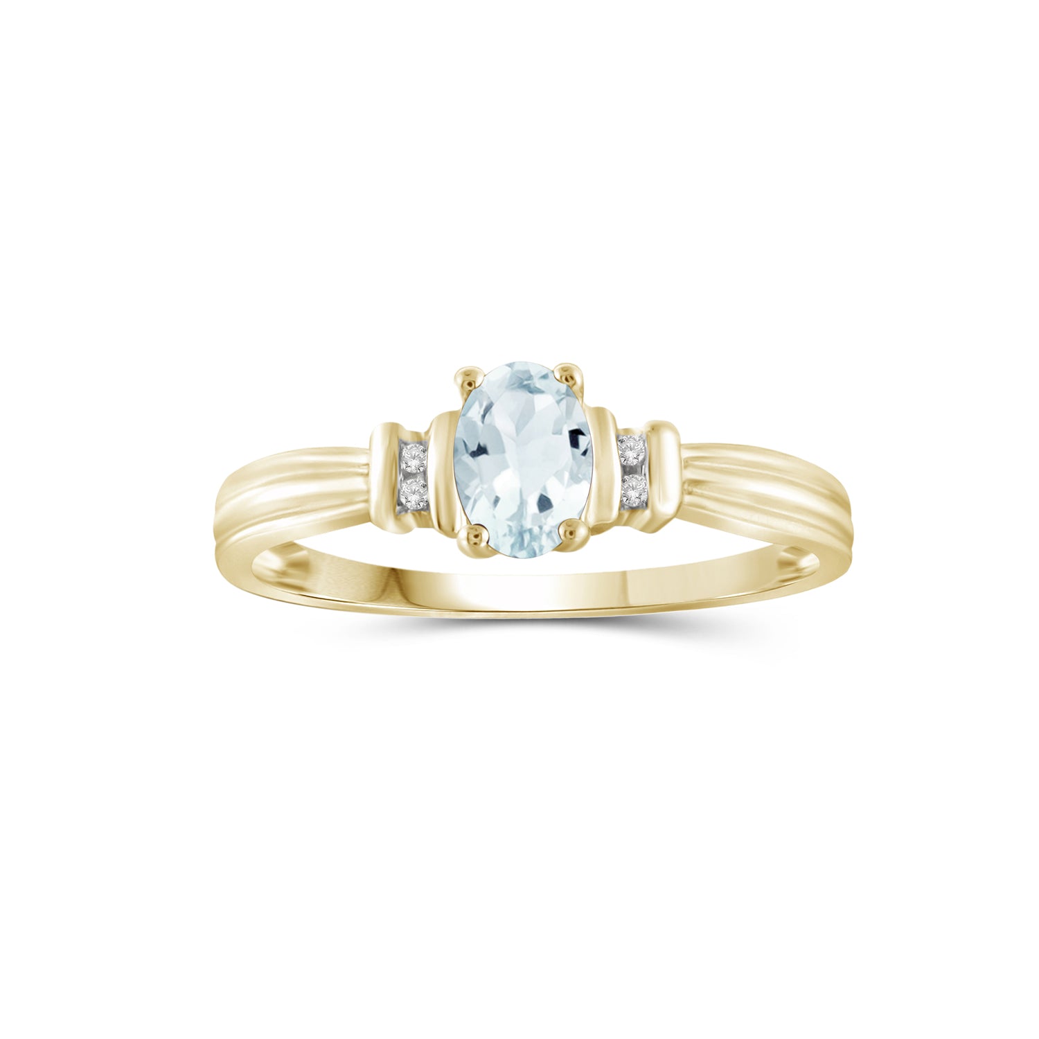 1/2 Carat T.G.W. Aquamarine And Accent White Diamond 14K Gold-Plated Ring