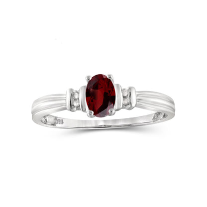 1 ct. T.G.W. Garnet Ring with Diamond Accent in Sterling Silver