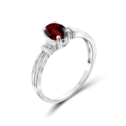 1 ct. T.G.W. Garnet Ring with Diamond Accent in Sterling Silver