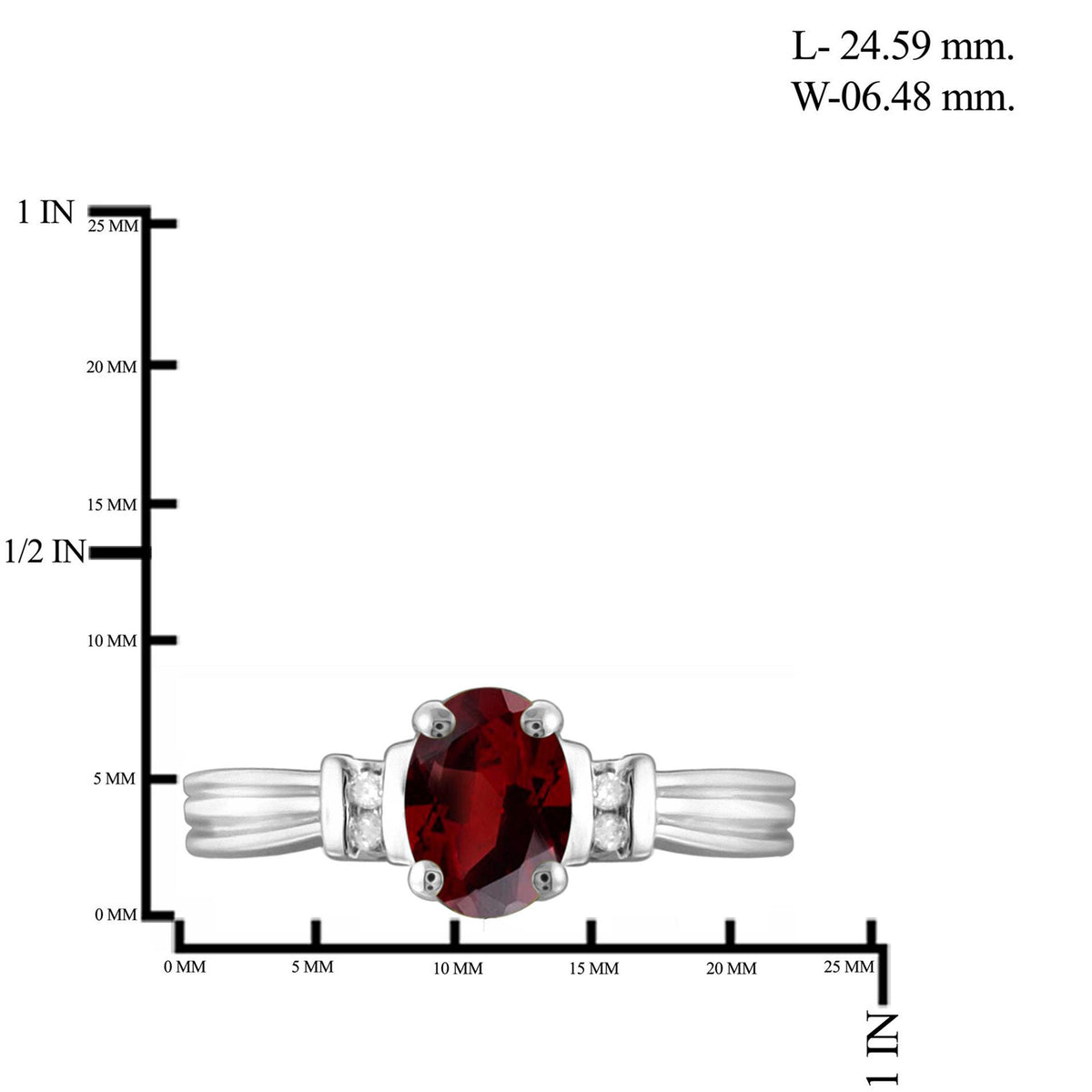 1 ct. T.G.W. Garnet Ring with Diamond Accent in Sterling Silver