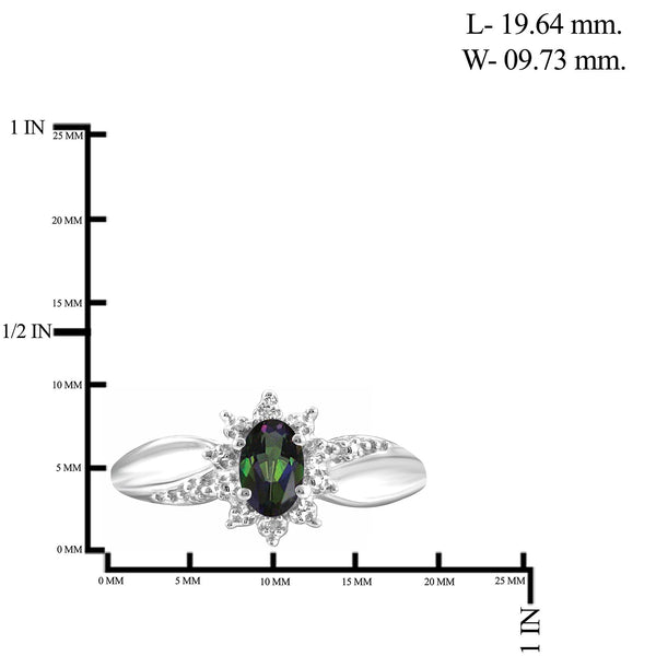 0.46 Carat T.G.W. Mystic Topaz Gemstone and White Diamond Accent Sterling Silver Ring