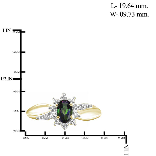 0.46 Carat T.G.W. Mystic Topaz Gemstone and White Diamond Accent 14K Gold-Plated Ring