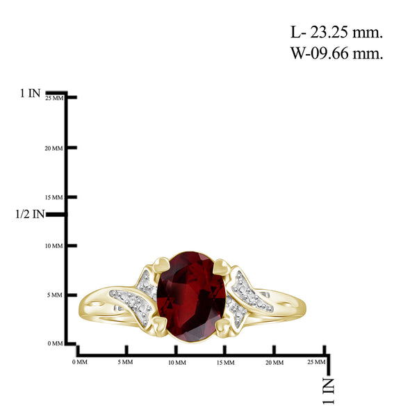 1.60 Carat Garnet Gemstone and Accent White Diamond 14K Gold-Plated Ring