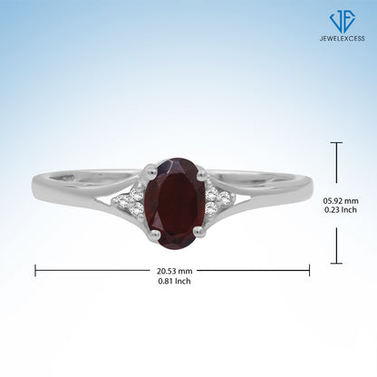 Birthstone Ring with Diamond Accent in Sterling Silver