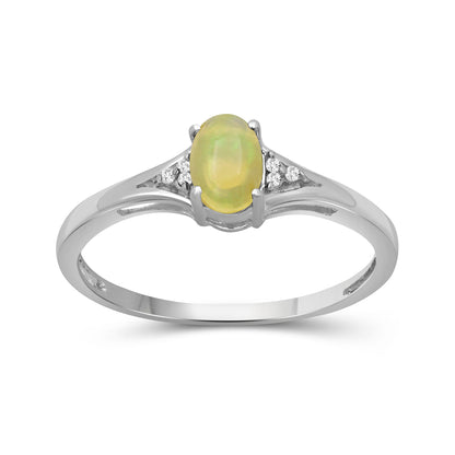 Birthstone Ring with Diamond Accent in Sterling Silver