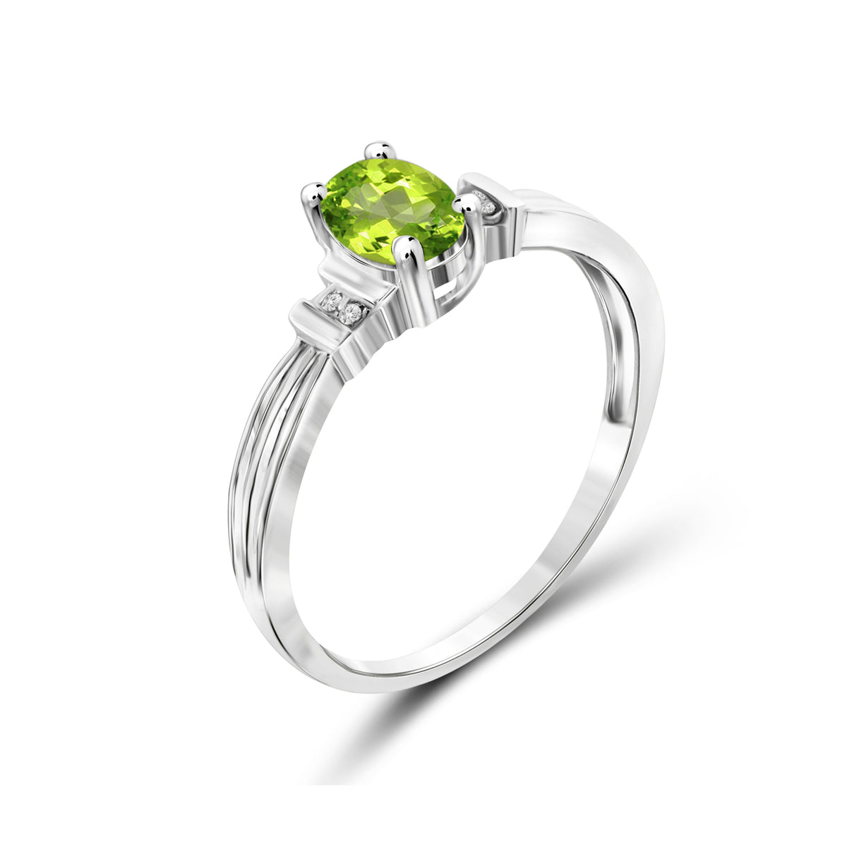 0.50 ct. T.G.W. Peridot Ring with Diamond Accent in Sterling Silver