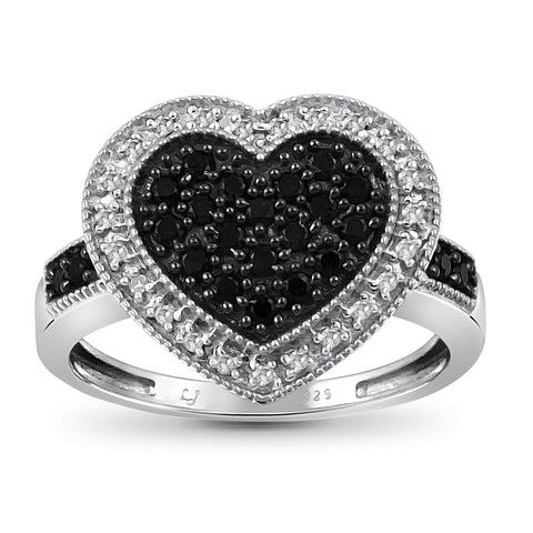 1/2 Carat T.W. Black and White Diamond Sterling Silver Ring