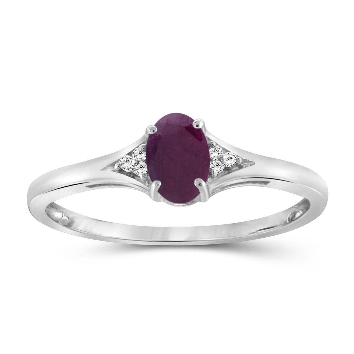 0.50 ct. T.G.W. Ruby Ring with Diamond Accent in Sterling Silver
