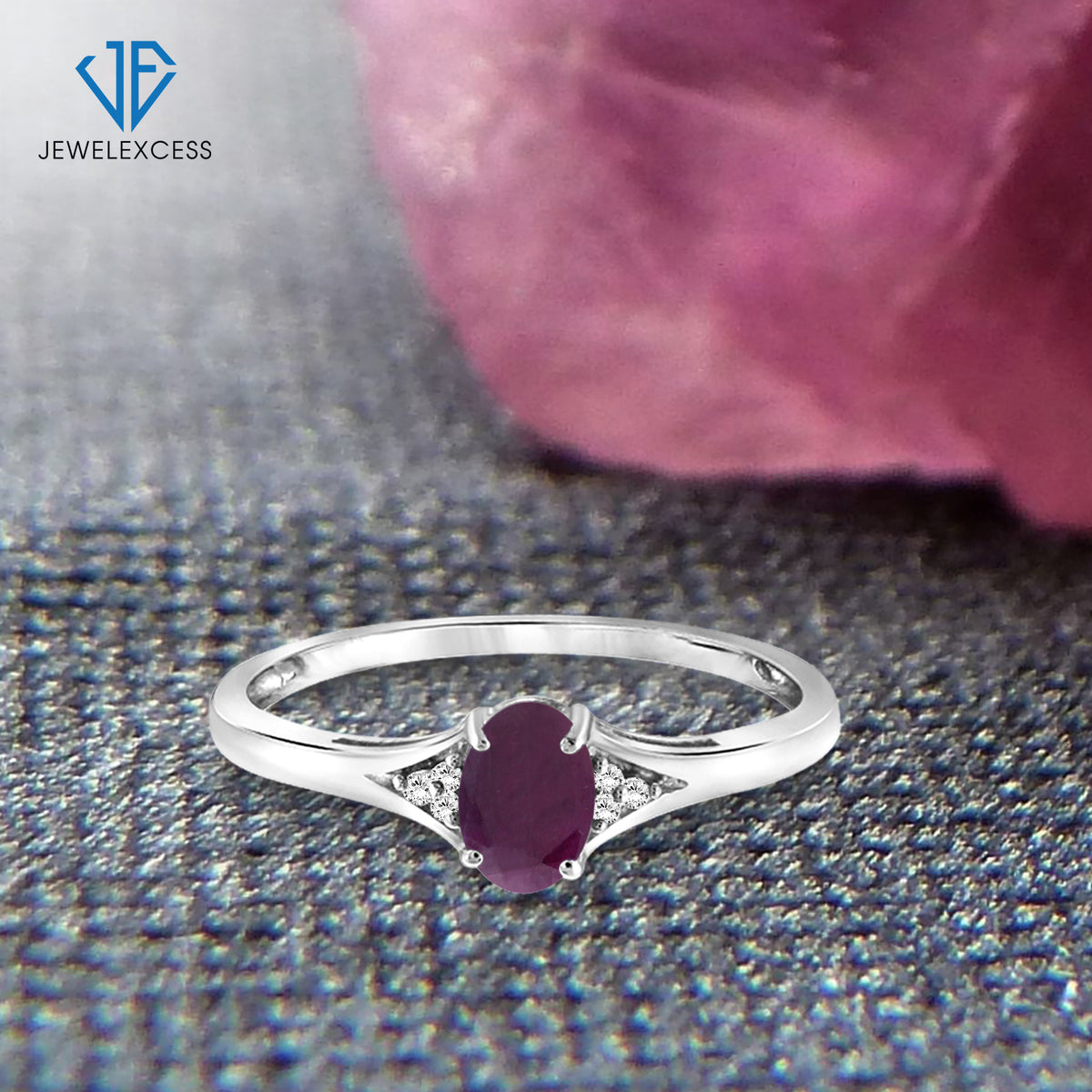 0.50 ct. T.G.W. Ruby Ring with Diamond Accent in Sterling Silver