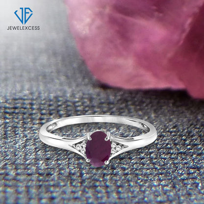0.50 ct. T.G.W. Ruby Ring with Diamond Accent in Sterling Silver