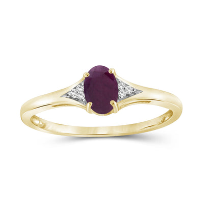 0.50 ct. T.G.W. Ruby Ring with Diamond Accent in 14K Gold over Silver