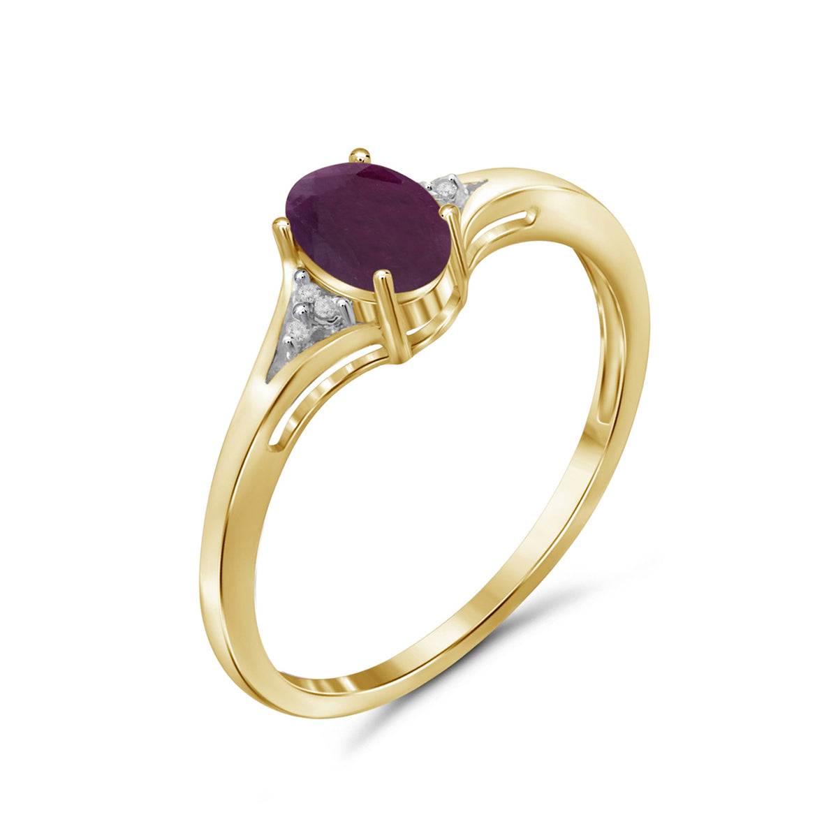 0.50 ct. T.G.W. Ruby Ring with Diamond Accent in 14K Gold over Silver