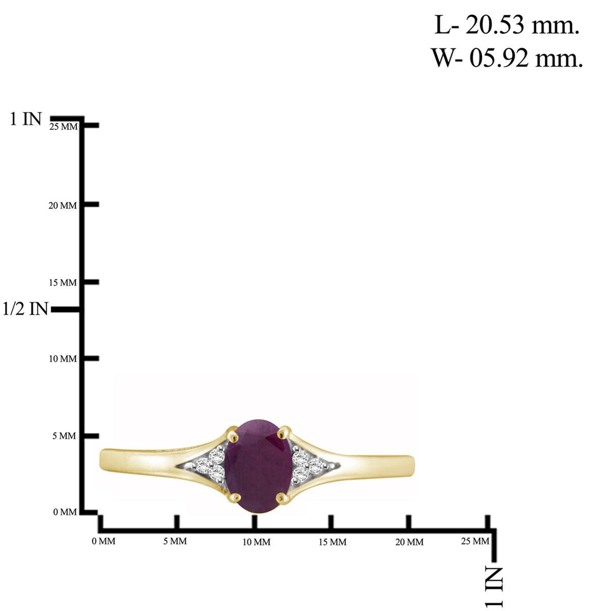 0.50 ct. T.G.W. Ruby Ring with Diamond Accent in 14K Gold over Silver