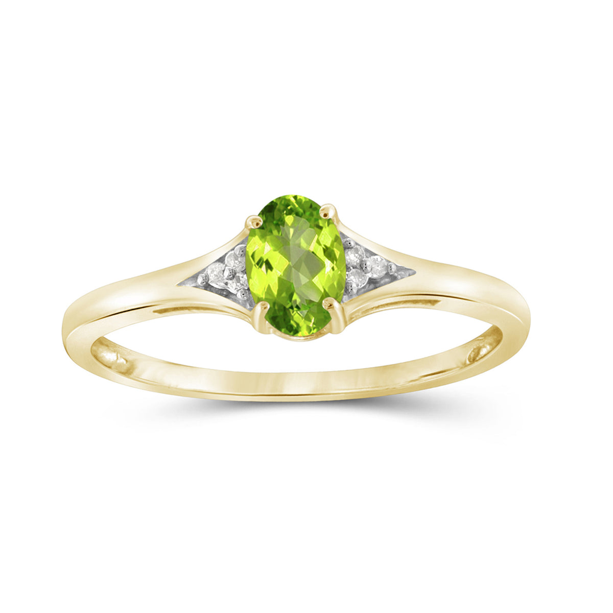 0.50 ct. T.G.W. Peridot Ring with Diamond Accent in 14K Gold over Silver