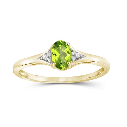 0.50 ct. T.G.W. Peridot Ring with Diamond Accent in 14K Gold over Silver