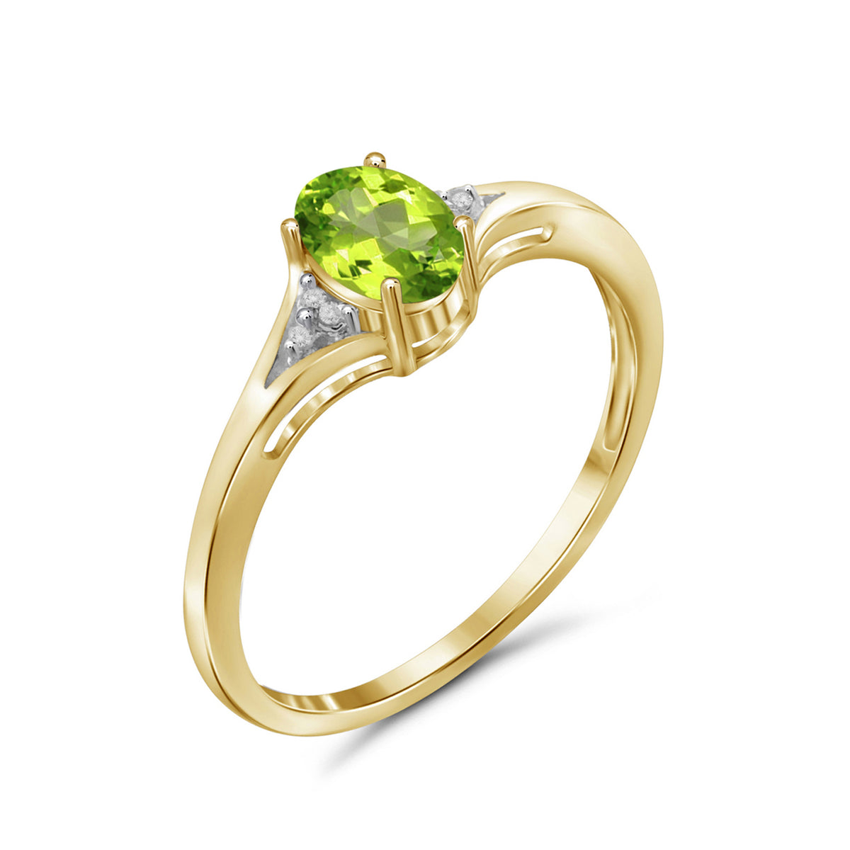 0.50 ct. T.G.W. Peridot Ring with Diamond Accent in 14K Gold over Silver