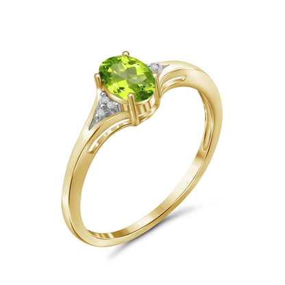 0.50 ct. T.G.W. Peridot Ring with Diamond Accent in 14K Gold over Silver