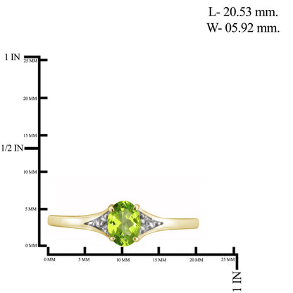 0.50 ct. T.G.W. Peridot Ring with Diamond Accent in 14K Gold over Silver
