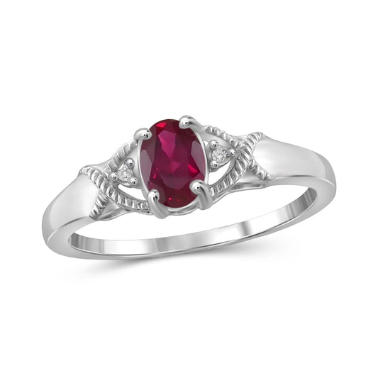 1/2 ct. T.G.W. Ruby Ring with Diamond Accent in Sterling Silver or 14K Gold over Silver