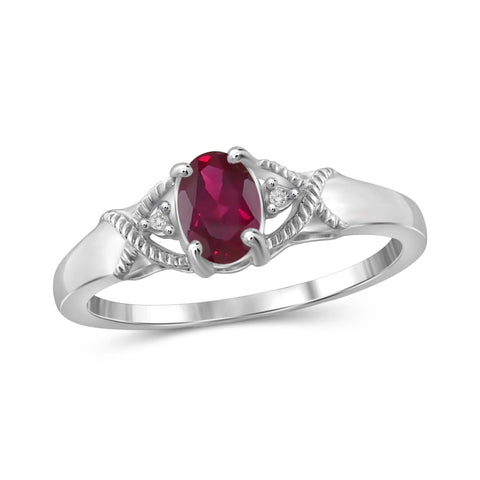 1/2 Carat T.G.W. Ruby And Accent White Diamond Sterling Silver Or 14K Gold-Plated Ring