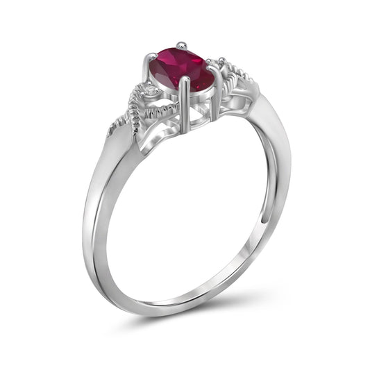1/2 ct. T.G.W. Ruby Ring with Diamond Accent in Sterling Silver or 14K Gold over Silver