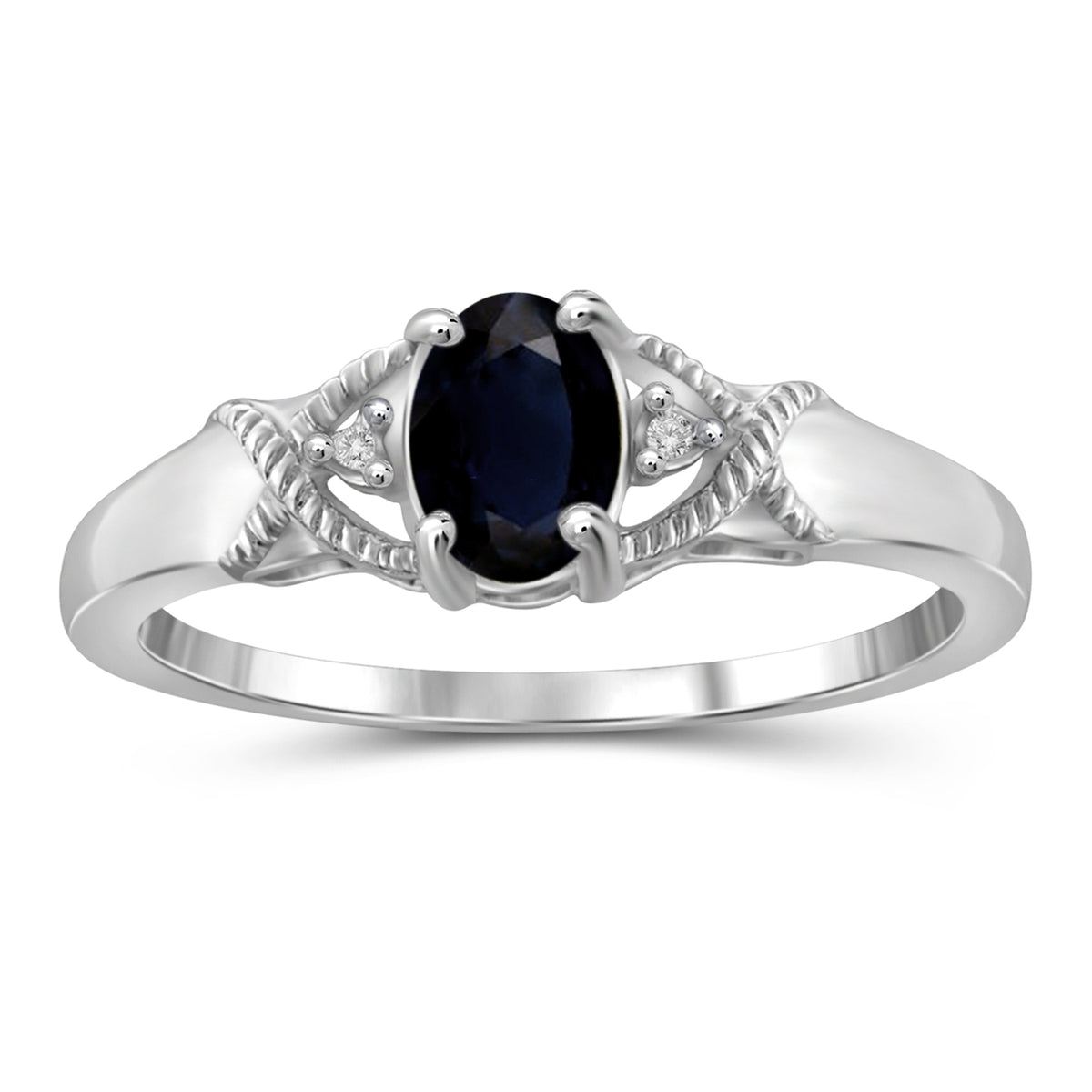 0.75 ct. T.G.W. Sapphire Ring with Diamond Accent in Sterling Silver
