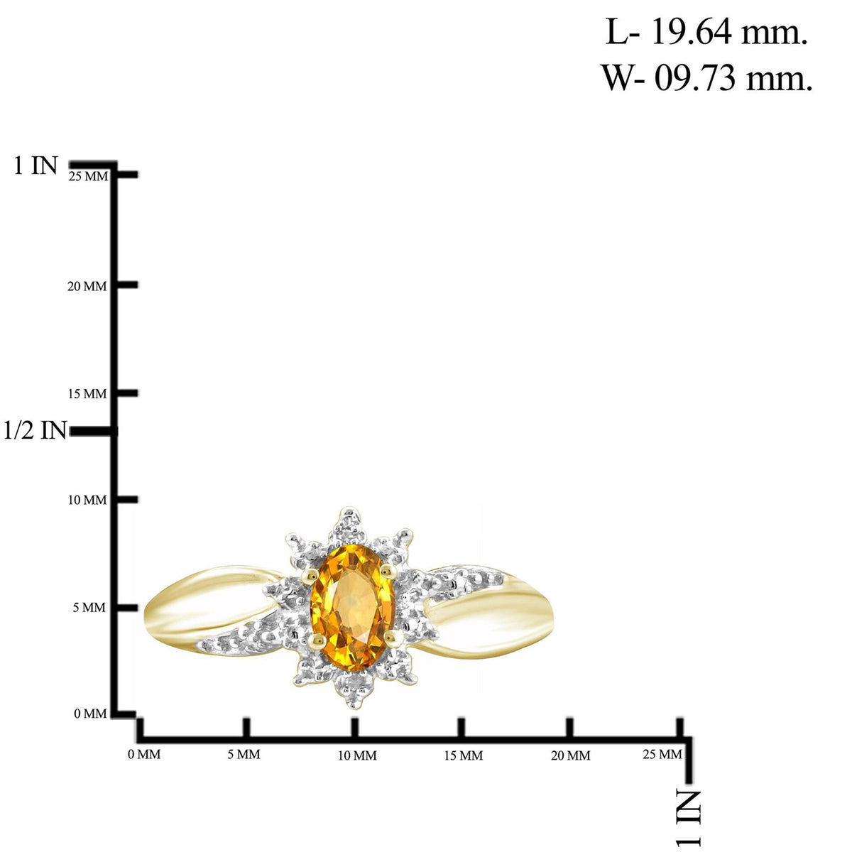 0.50 ct. T.G.W. Citrine Ring with Diamond Accent in 14K Gold over Silver