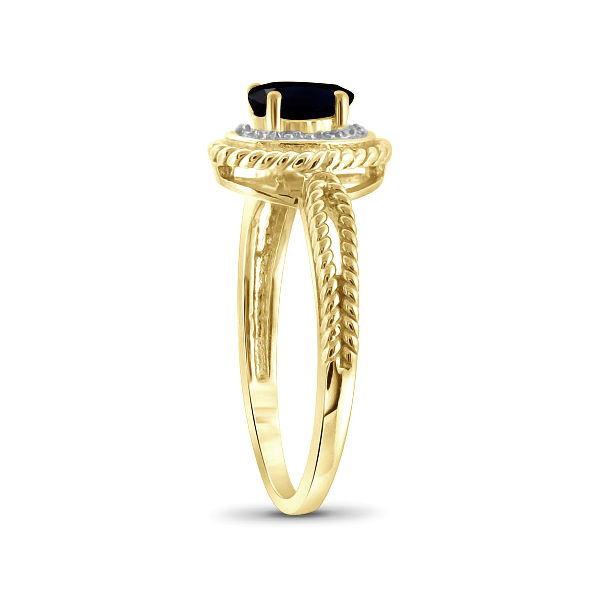 0.75 ct. T.G.W. Sapphire Ring with Diamond Accent in 14K Gold over Silver