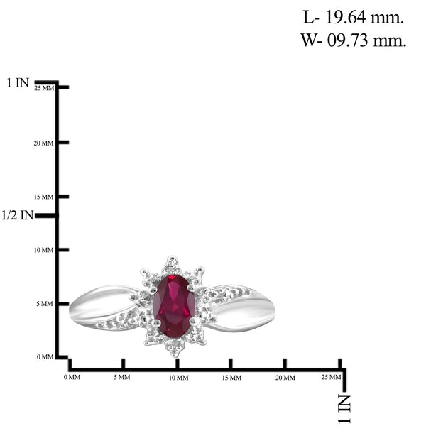 0.48 Carat T.G.W. Ruby Gemstone and Accent White Diamond Sterling Silver Ring