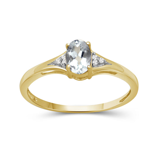 0.40 ct. T.G.W. Aquamarine Ring with Diamond Accent in 14K Gold over Silver