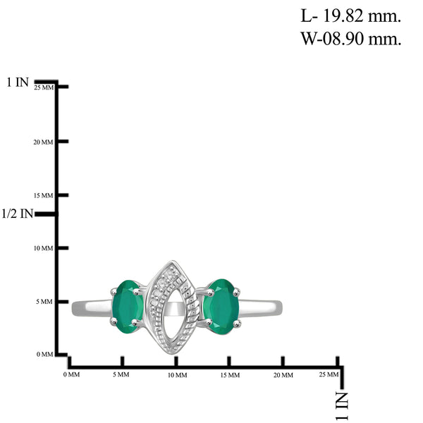 2.75 CTW Emerald & 1/10 Carat White Diamond Sterling Silver 4-Piece Jewelry set