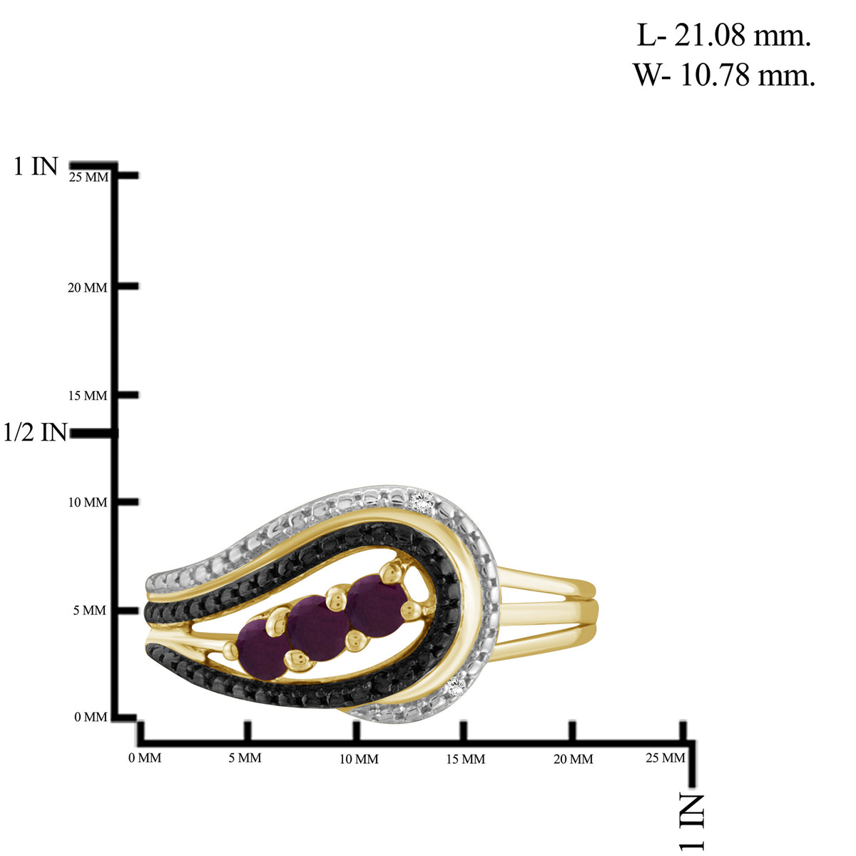 1 3/4 ct. T.G.W. Ruby & 1/20 ct. T.W. Black & White Diamond Cluster 3-Piece Jewelry Set in 14K Gold over Silver