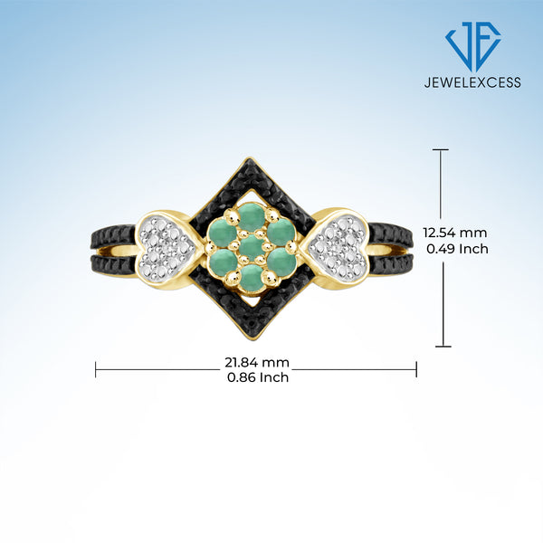 1 1/2 Carat T.G.W. Emerald And Black & White Diamond Accent 14K Gold-Plated 3-Piece Jewelry set
