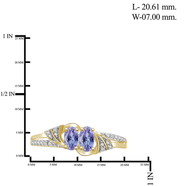 2.00 Carat T.G.W. Tanzanite And White Diamond Accent 14K Gold-plated 3-Piece Jewelry set