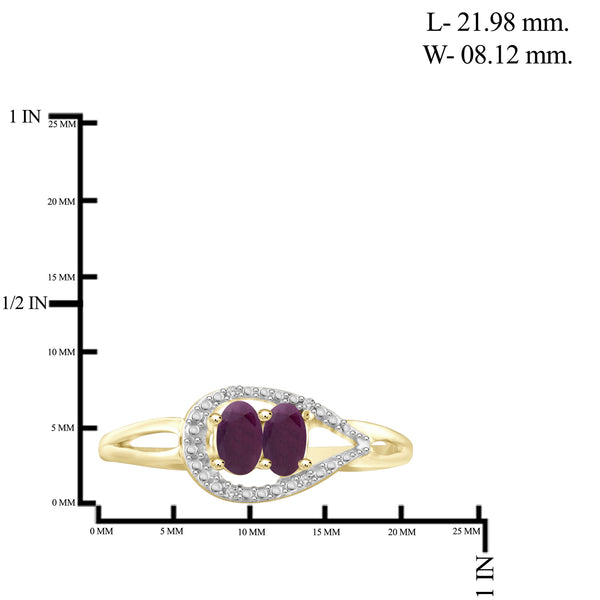 2.00 Carat T.G.W. Ruby And White Diamond Accent 14K Gold-Plated 3-Piece Jewelry set