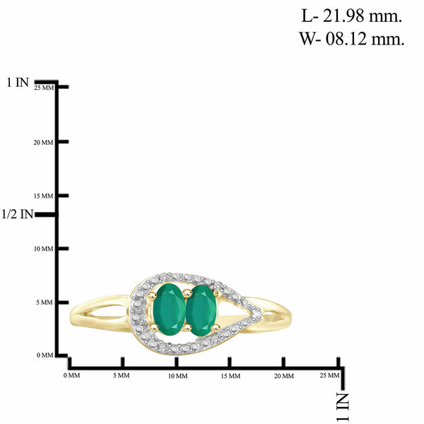 1 3/4 Carat T.G.W. Emerald And White Diamond Accent 14K Gold-plated 3-Piece Jewelry set