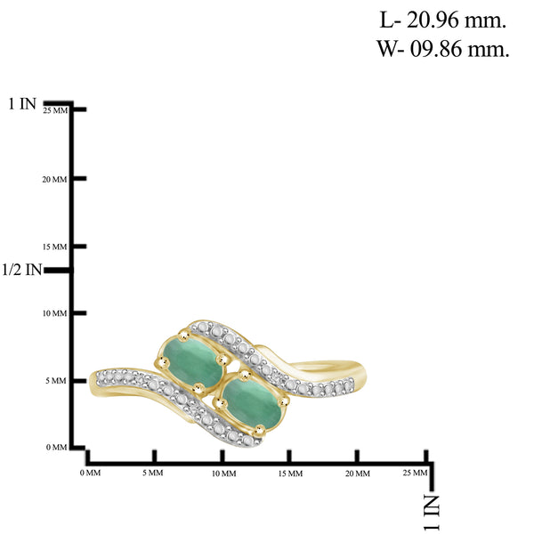 1.80 CTW Emerald & 1/20 Carat White Diamond 14K Gold-Plated 3-Piece Jewelry set