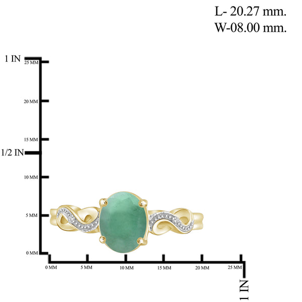 3.35 CTW Emerald & 1/20 Carat White Diamond 14K Gold-Plated 3-Piece Jewelry set