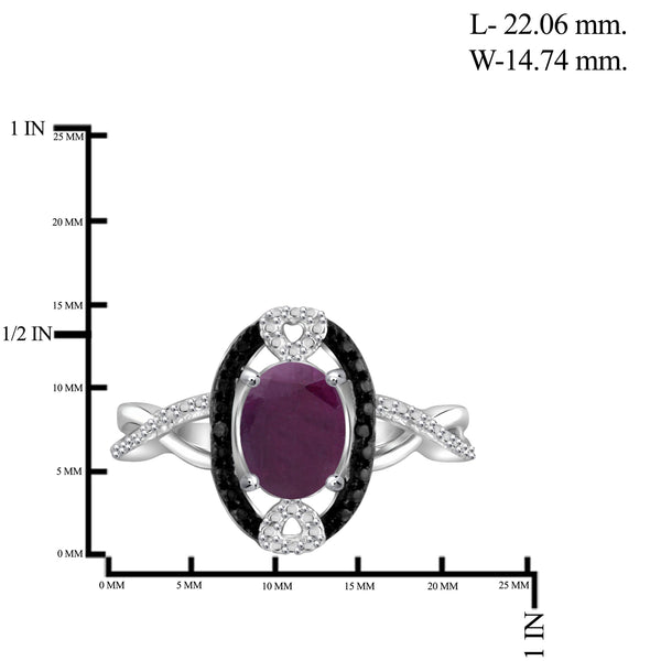 4 3/4 Carat T.G.W. Ruby And Black & White Diamond Accent Sterling Silver 3-Piece Jewelry set