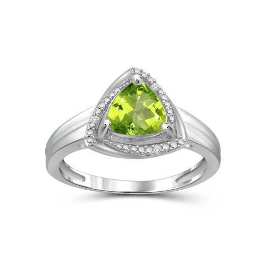 1 1/2 ct. T.G.W. Peridot Ring with Diamond Accent in Sterling Silver or 14K Gold over Silver