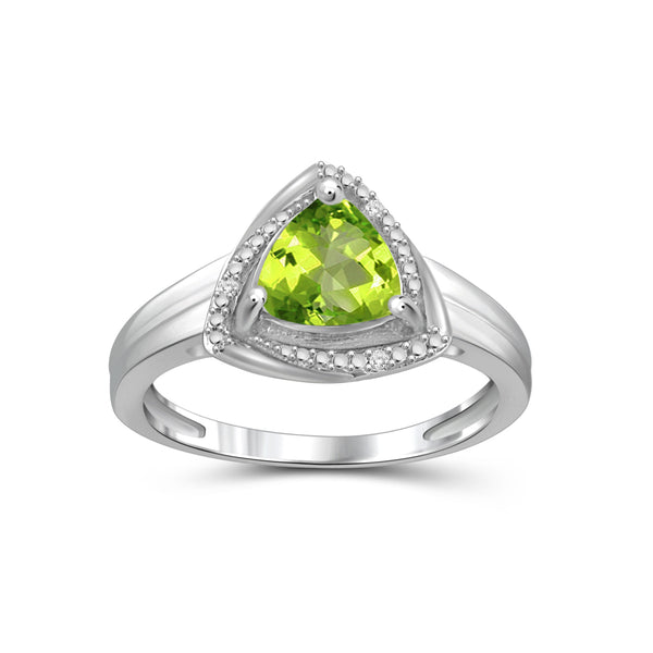 1 1/2 Carat T.G.W. Peridot And White Diamond Accent Sterling Silver Or 14K Gold-Plated Ring