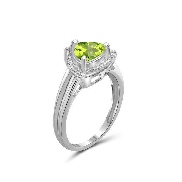 1 1/2 Carat T.G.W. Peridot And White Diamond Accent Sterling Silver Or 14K Gold-Plated Ring