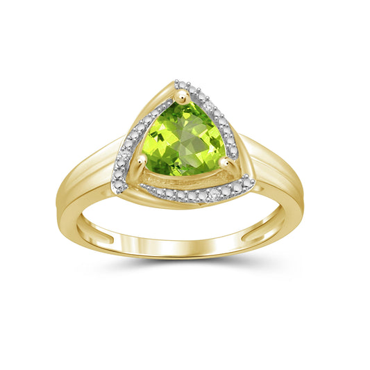 1 1/2 ct. T.G.W. Peridot Ring with Diamond Accent in Sterling Silver or 14K Gold over Silver